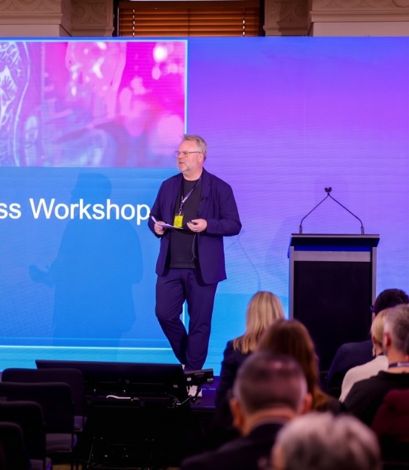 Mathias speaking during the 2025 LG Innovate session